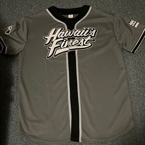 HAWAII’S FINEST Gray Baseball Jersey with Black Accents